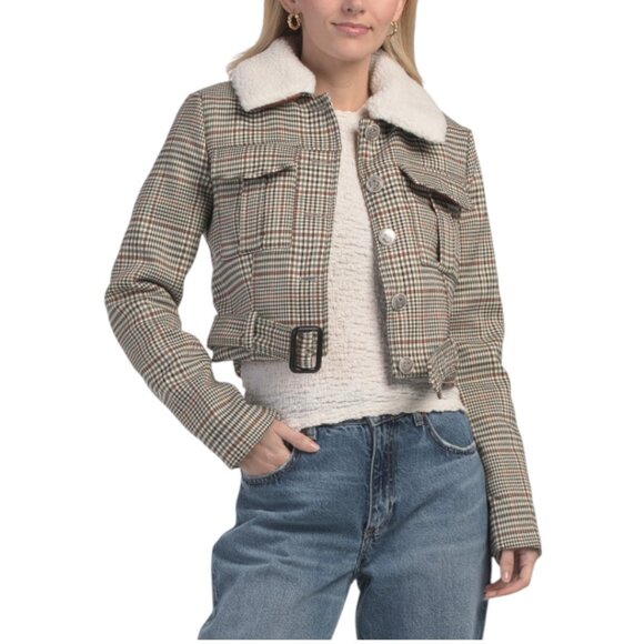 7 FOR ALL MANKIND Blouson Jacket With Removable Faux Fur Collar - Picture 1 of 4